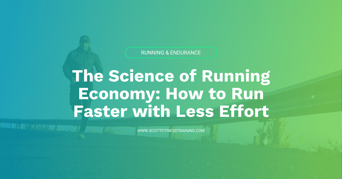 The Science of Running Economy: How to Run Faster with Less Effort: Feature image with title and man running in background